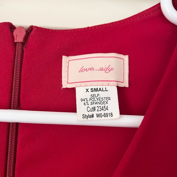 Vintage Love...Ady Red Asymmetrical Sleevless V-Neck Bodycon Dress Size XS - Picture 4 of 6